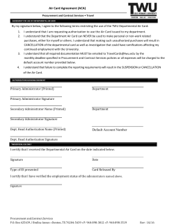 Air Card Agreement (ACA) Default Account Number