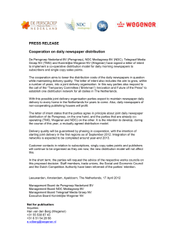 Cooperation on daily newspaper distribution