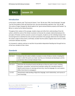 Grade 9 ELA Module 4, Unit 1, Lesson 15