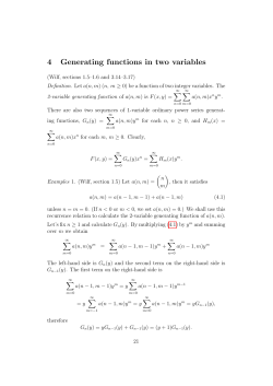 Generating functions in 2 variables, cards, decks, hands
