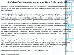 clickBakers Exhibiting at the Amsterdam Affiliate Conference by iGB