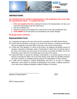 SREC Auction - Representation Form