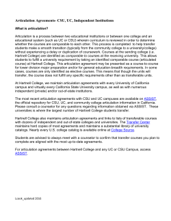 Articulation Agreements- CSU, UC, Independent