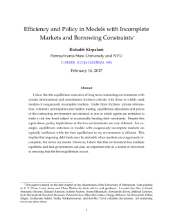 Efficiency and Policy in Models with Incomplete