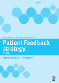 Patient Feedback strategy - West Moreton Hospital and Health Service