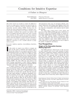 Conditions for Intuitive Expertise