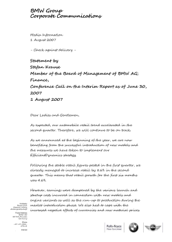 Information Date 01 August 2007 Subject Statement by Stefan