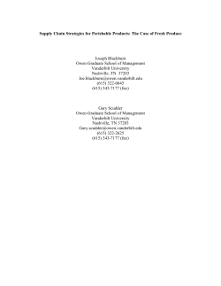 Supply Chain Strategies for Perishable Products