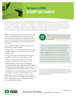 The Impact of PERA`s Assumption Changes