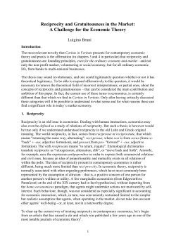 Reciprocity and Gratuitousness in the Market