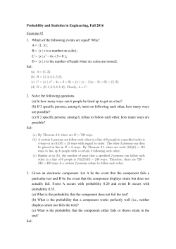 Probability and Statistics in Engineering, Fall 2016 Exercise #2 1