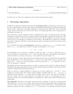 Lecture 7 1 Streaming Algorithms