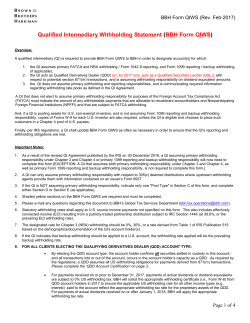 Qualified Intermediary Withholding Statement (BBH Form QIWS) and