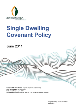 Single Dwelling Covenant Policy 2011