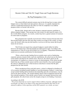 Booster Clubs and Title IX: Tough Times and Tough Decisions By