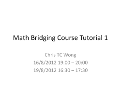 Math Bridging Course Tutorial 1
