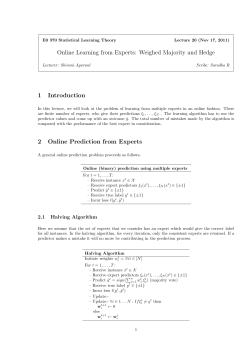 Online Learning from Experts: Weighed Majority