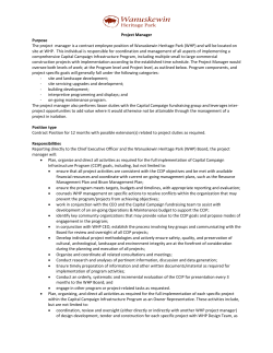 Project Manager Purpose The project manager is a contract