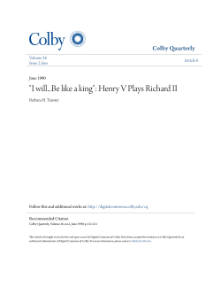 "I will...Be like a king": Henry V Plays Richard II