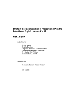 Effects of the Implementation of Proposition 227 on the Education of