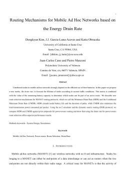 Routing Mechanisms for Mobile Ad Hoc Networks based on