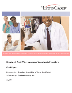 Update of Cost Effectiveness of Anesthesia