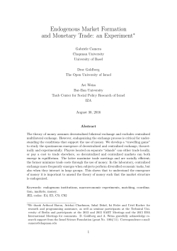 Endogenous Market Formation and Monetary Trade: an Experiment