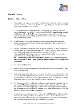 Beach Touch Playing Rules