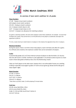 HJRU Match Conditions 2010 An overview of basic match