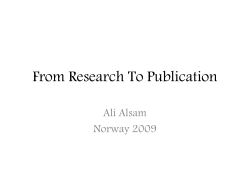 From Research To Publication