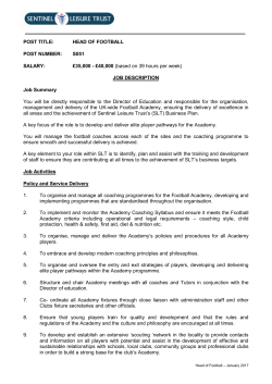 jobdescription - Sentinel Leisure Trust