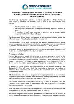 Concerns About Staff And Volunteers (Whistleblowing)