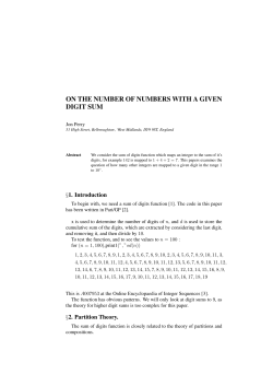 on the number of numbers with a given digit sum