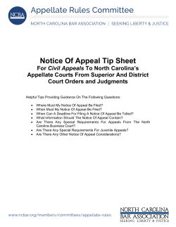 Notice Of Appeal Tip Sheet - North Carolina Bar Association