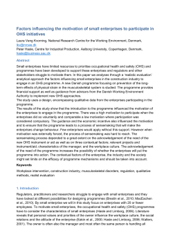 Factors influencing the motivation of small enterprises to