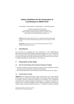 Author Guidelines for the Preparation of Contributions to MKWI 2018