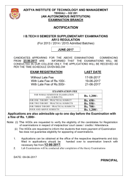 Notification for B.Tech(AR-13)