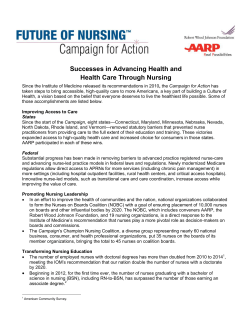Successes in Advancing Health and Health Care Through Nursing