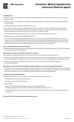 TravelCare® Medical Questionnaire Instruction Sheet for Agents