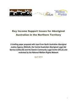 Key Income Support Issues for Aboriginal Australian in the NT