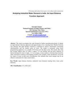 An Analysis of Industrial Water Demand in India: An Input Distance