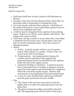 Ibis Bocce League Spring 2016 Rules for League Play Each team