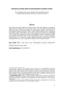 1 THE ROLE OF SUNK COSTS IN THE DECISION