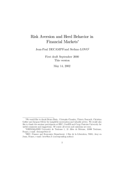 Risk Aversion and Herd Behavior in Financial Markets&lowast;