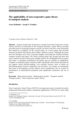 The applicability of non-cooperative game theory in transport analysis