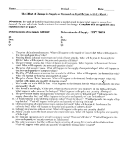 Determinants of Supply: PETT PIGSS