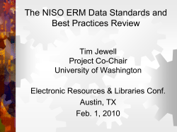 NISO ERM Gap Analysis Project - National Information Standards