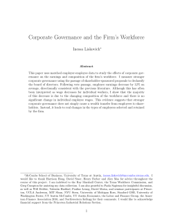 Corporate Governance and the Firm`s Workforce