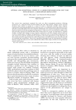 Optimal and non-optimal choice in a laboratory-based sunk
