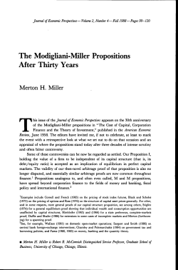 The Modigliani-Miller Propositions After Thirty Years